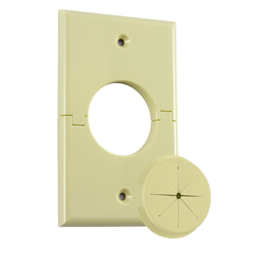 Midlite Single Gang Splitport with Grommet - Almond