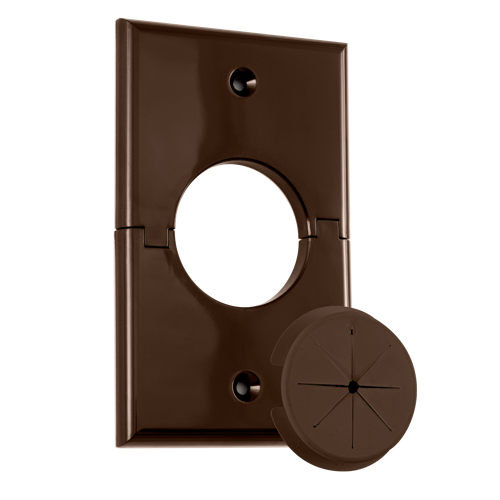 Midlite Single Gang Splitport with Grommet - Brown