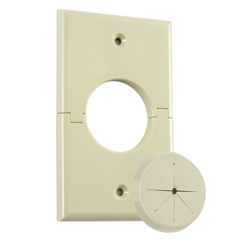 Midlite Single Gang Splitport with Grommet - Light Almond