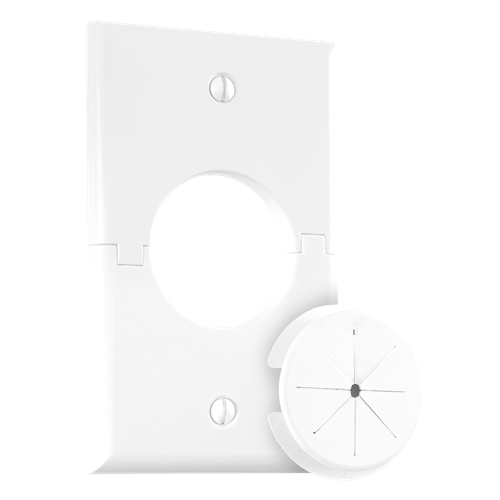 Midlite Single Gang Splitport with Grommet - White