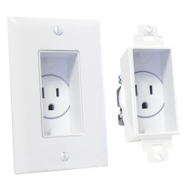 Midlite Single Gang Décor Recessed Receptacle - White