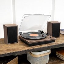 Victrola Montauk Bluetooth Turntable System - Farmhouse Walnut