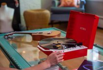 Victrola Re-Spin Sustainable Bluetooth Suitcase Record Player - Poinsettia Red